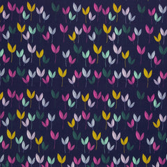 Reststück: 0,80m  Canvas Dancing Leaves by Emjo Design dunkelblau