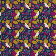 Reststück: 0,90m  Canvas Birds & Trees by Emjo Design dunkelblau