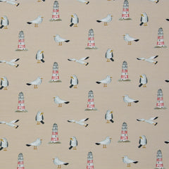 Baumwolljersey Beach Leuchtturm & Möwe by Christiane Zielinski