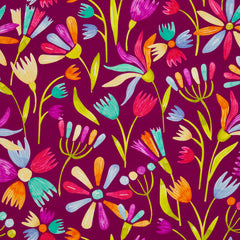Reststück: 0,75m - Baumwolljersey Flowerpop Flowers by Hip Som Hap beere