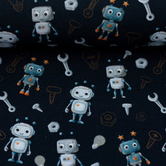Baumwolljersey Hello Robot ! by Mrs. Mint Design