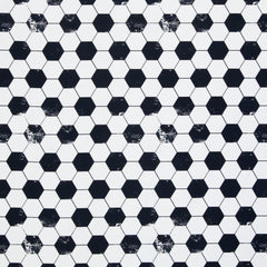Baumwollstoff Fussball Hexagon weiß