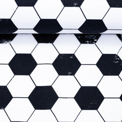 Baumwollstoff Fussball Hexagon weiß