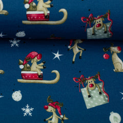 Sweatshirtstoff Winterwonderland jeansblau by Sabine Marschall