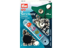 10 Druckknöpfe Sport & Camping PRYM silberfarbig, 15 mm