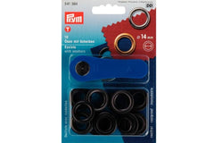 10 Ösen mit Scheiben PRYM brüniert, 14 mm