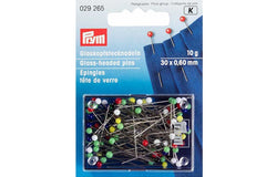 10g Glaskopfstecknadeln bunt PRYM 30 x 0,60 mm