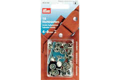 15 Hohlnieten PRYM silberfarbig für Materialstärke 4-6 mm