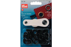 15 Ösen mit Scheiben PRYM brüniert, 11 mm