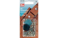 20 Hohlnieten PRYM silberfarbig für Materialstärke 3-4 mm