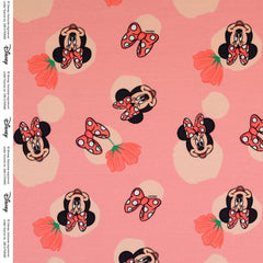 Reststück: 1,00m Baumwolljersey Lizenz Disney- Minnie Mouse - Rosa Grundig