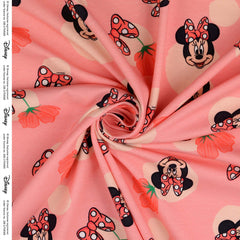 Reststück: 1,00m Baumwolljersey Lizenz Disney- Minnie Mouse - Rosa Grundig