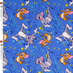 Reststück: 1,30m French Terry Disney  - Tom & Jerry royal blau
