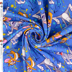 Reststück: 1,30m French Terry Disney  - Tom & Jerry royal blau