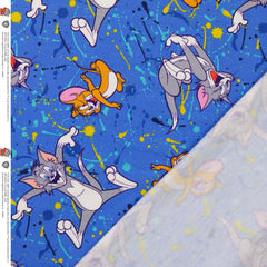 Reststück: 1,30m French Terry Disney  - Tom & Jerry royal blau