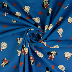 Reststück: 1,00 Lizenz Baumwolljersey Digital Minnie Mouse  royalblau lovley  Fingers
