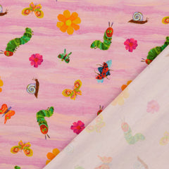 Reststück: 1,45m Baumwolljersey Lizenz by Eric Carle- die kleine Raupe Nimmersatt in  Rosa Grundig