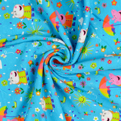 Reststück: 0,95m Baumwolljersey Lizenz - Peppa Wutz -  Rainy Days türkis