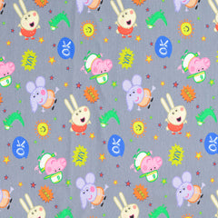 Reststück: 1,80m Baumwolljersey Lizenz - Peppa Wutz - Colorful World - grau Grundig