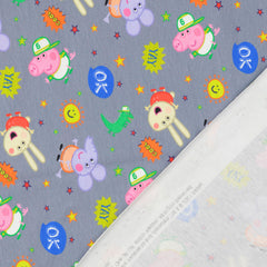 Reststück: 1,80m Baumwolljersey Lizenz - Peppa Wutz - Colorful World - grau Grundig