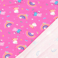 Reststück: 1,60m Baumwolljersey Lizenz - Peppa Wutz -Rainbow & Flowers pink