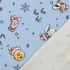 Reststück: 0,90m French Terry Weihnachten - Disney Winnie the Pooh "ho ho ho" hellblau