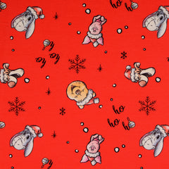 Reststück: 0,90m French Terry Weihnachten - Disney Winnie the Pooh "ho ho ho" rot