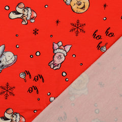 Reststück: 0,90m French Terry Weihnachten - Disney Winnie the Pooh "ho ho ho" rot