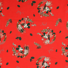 Reststück: 0,90m French Terry Lizenz Stoff Weihnachten - Disney Minnie Mouse Geschenke-rot