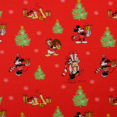 Reststück: 1,10m French Terry Weihnachten - Disney Family X-mas time- rot