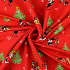 Reststück: 1,10m French Terry Weihnachten - Disney Family X-mas time- rot