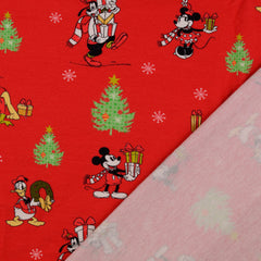 Reststück: 1,10m French Terry Weihnachten - Disney Family X-mas time- rot