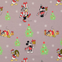 Reststück: 0,90m French Terry Weihnachten - Disney Family X-mas time- taupe