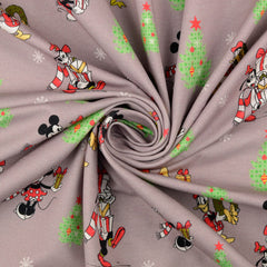 Reststück: 0,90m French Terry Weihnachten - Disney Family X-mas time- taupe