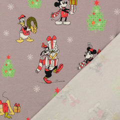 Reststück: 0,90m French Terry Weihnachten - Disney Family X-mas time- taupe