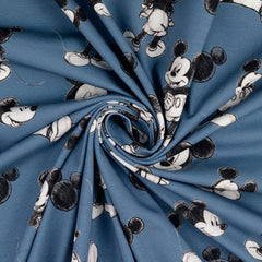 Reststück: 1,00 Lizenz  Baumwolljersey Disney- Digital Mickey Mouse jeansblau