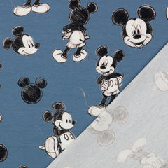 Reststück: 1,00 Lizenz  Baumwolljersey Disney- Digital Mickey Mouse jeansblau
