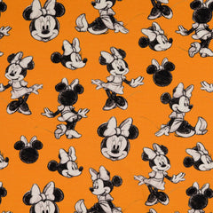 Reststück: 1,30 Lizenz Baumwolljersey Digital Minnie Mouse senfgelb