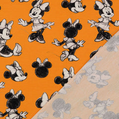 Reststück: 1,30 Lizenz Baumwolljersey Digital Minnie Mouse senfgelb