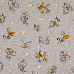 Reststück: 1,00m French Terry  Winnie the Pooh hellgrau