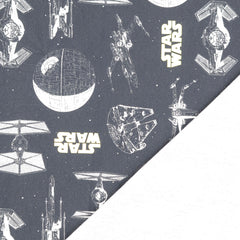 Reststück: 1,00m Baumwolljersey Lizenz -Star Wars schwarz - Millennium Falke - Schriftzug und Star Wars Logo