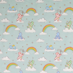 Reststück: 1,70m Baumwolljersey Lizenz - Glücksbärchis Wolken & Regenbogen  mint