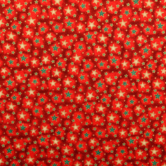 Baumwollstoff Goldene Sterne rot