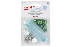 21 Druckknöpfe Jersey PRYM LOVE grün, 8 mm