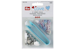 21 Druckknöpfe Jersey PRYM LOVE rosa/hellblau/perle 8 mm