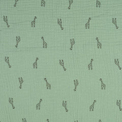 Double Gauze Musselin Kleine Giraffen - altgrün