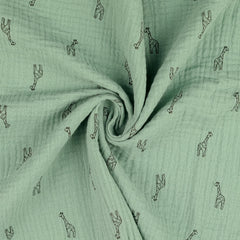 Double Gauze Musselin Kleine Giraffen - altgrün