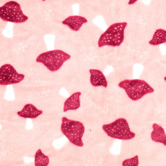 Reststück: 1,30 Meter Wellness-Fleece rosa mit Pilzen