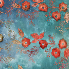Bestickte Baumwolle Blumen Tie Dye Poppy
