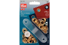 24 Ösen mit Scheiben PRYM goldfarbig, 8 mm